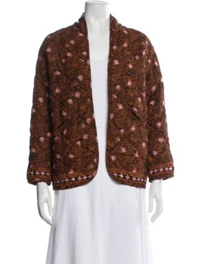 Pre-owned Natalie Martin Floral Print Jacket In Orange