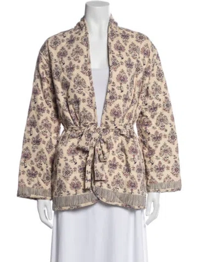 Pre-owned Natalie Martin Floral Print Jacket In Yellow