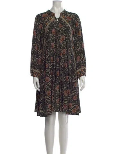 Pre-owned Natalie Martin Floral Print Knee-length Dress In Black