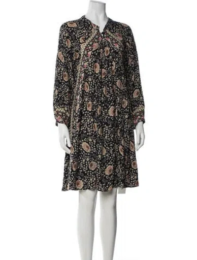 Pre-owned Natalie Martin Floral Print Knee-length Dress In Black
