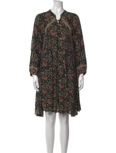 Pre-owned Natalie Martin Floral Print Knee-length Dress In Black