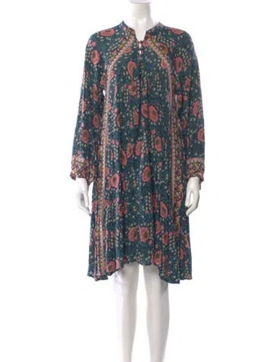Pre-owned Natalie Martin Floral Print Knee-length Dress In Blue