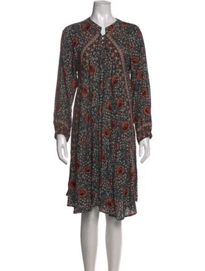 Pre-owned Natalie Martin Floral Print Knee-length Dress In Green