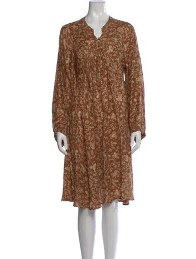 Pre-owned Natalie Martin Floral Print Knee-length Dress In Neutral