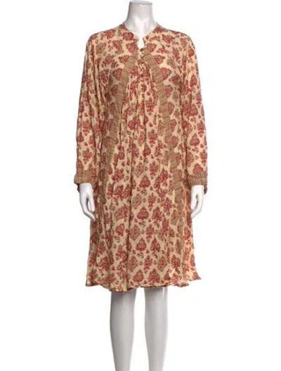 Pre-owned Natalie Martin Floral Print Knee-length Dress In Neutrals