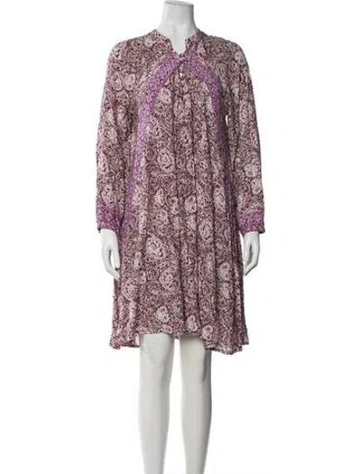 Pre-owned Natalie Martin Floral Print Knee-length Dress In Purple