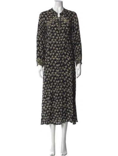 Pre-owned Natalie Martin Floral Print Long Dress In Black
