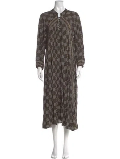 Pre-owned Natalie Martin Floral Print Long Dress In Black