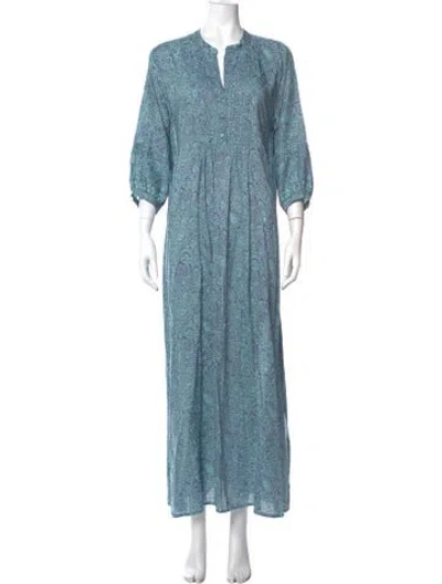Pre-owned Natalie Martin Floral Print Long Dress In Blue