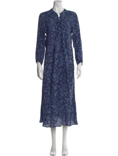 Pre-owned Natalie Martin Floral Print Long Dress In Blue