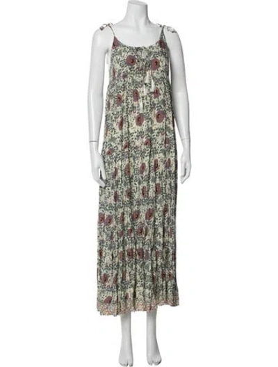 Pre-owned Natalie Martin Floral Print Long Dress In Blue