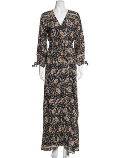Pre-owned Natalie Martin Floral Print Long Dress In Blue