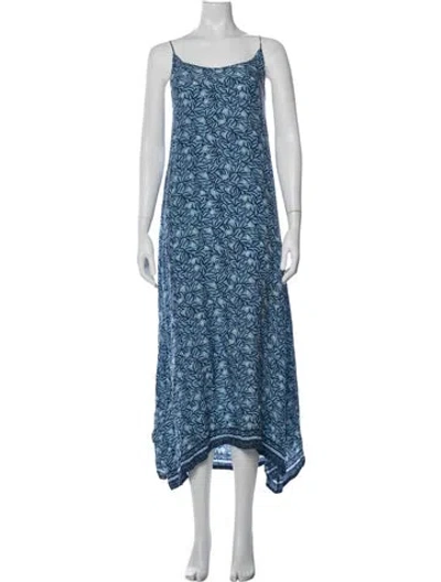 Pre-owned Natalie Martin Floral Print Long Dress In Blue