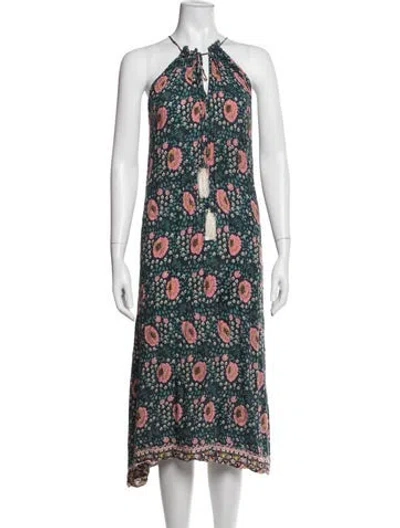 Pre-owned Natalie Martin Floral Print Long Dress In Blue