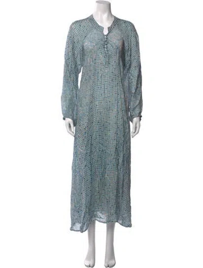 Pre-owned Natalie Martin Floral Print Long Dress In Blue