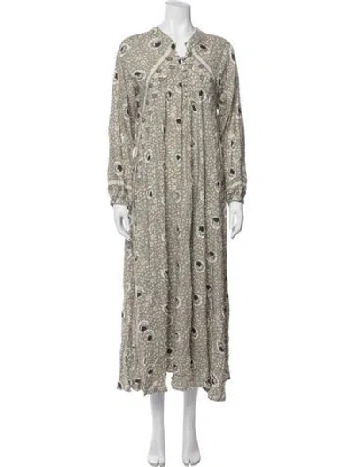 Pre-owned Natalie Martin Floral Print Long Dress In Gray