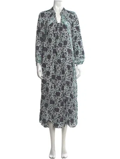 Pre-owned Natalie Martin Floral Print Long Dress In Gray