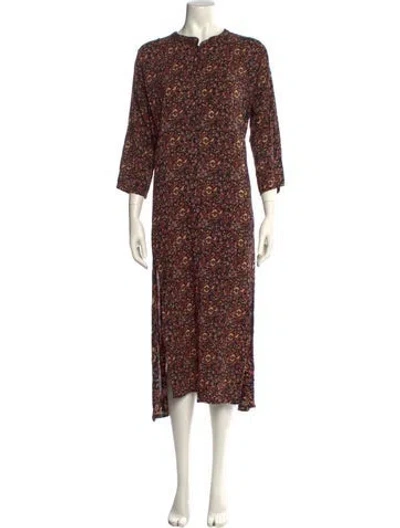 Pre-owned Natalie Martin Floral Print Long Dress In Green