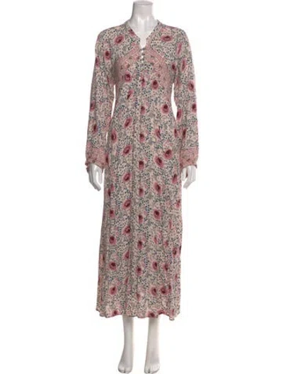 Pre-owned Natalie Martin Floral Print Long Dress In Multi