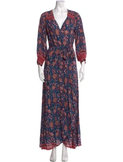 Pre-owned Natalie Martin Floral Print Long Dress In Multi