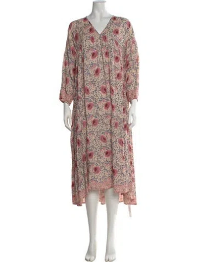 Pre-owned Natalie Martin Floral Print Long Dress In Multi