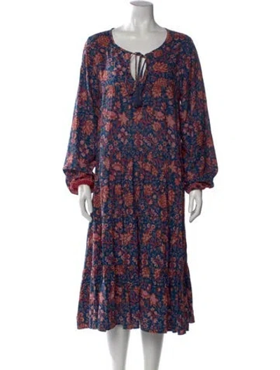 Pre-owned Natalie Martin Floral Print Long Dress In Multi