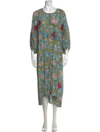 Pre-owned Natalie Martin Floral Print Long Dress In Multi