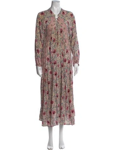 Pre-owned Natalie Martin Floral Print Long Dress In Neutral