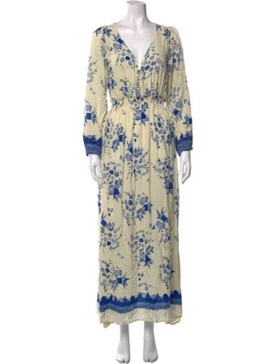 Pre-owned Natalie Martin Floral Print Long Dress In Neutral