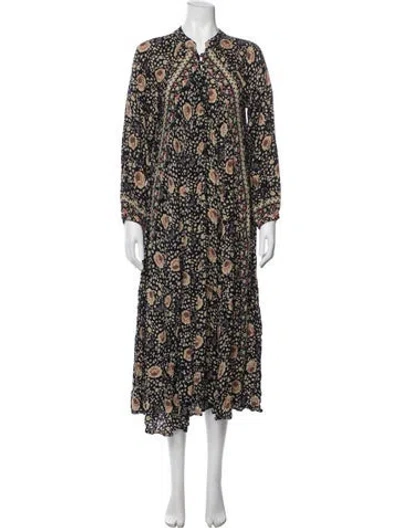 Pre-owned Natalie Martin Floral Print Long Dress In Neutral