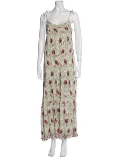 Pre-owned Natalie Martin Floral Print Long Dress In Neutrals