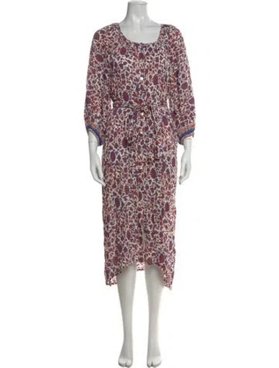 Pre-owned Natalie Martin Floral Print Long Dress In Orange
