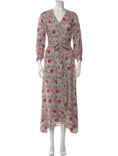 Pre-owned Natalie Martin Floral Print Long Dress In Pink