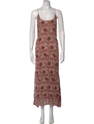 Pre-owned Natalie Martin Floral Print Long Dress In Pink