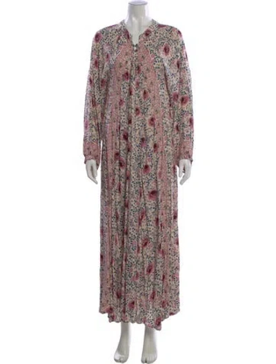 Pre-owned Natalie Martin Floral Print Long Dress In Pink