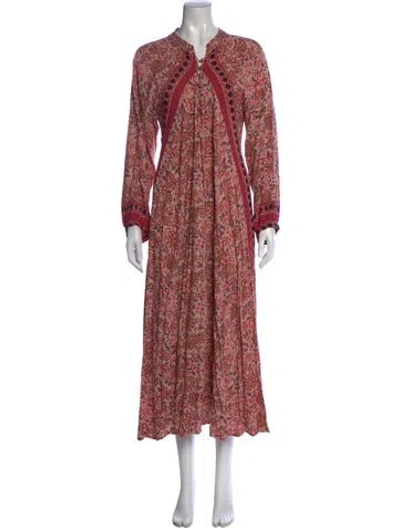 Pre-owned Natalie Martin Floral Print Long Dress In Pink