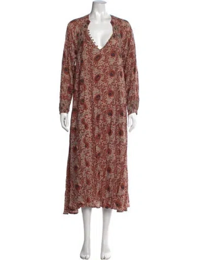 Pre-owned Natalie Martin Floral Print Long Dress In Pink
