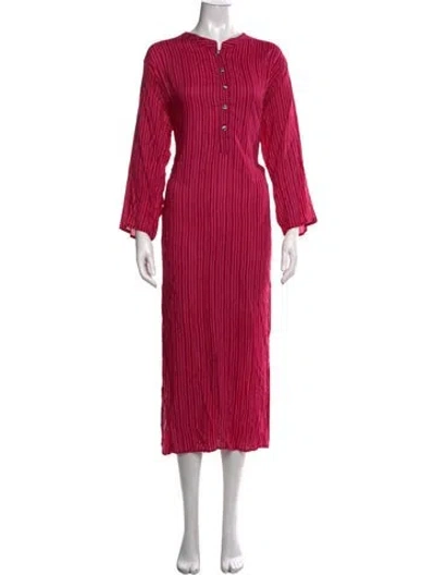 Pre-owned Natalie Martin Floral Print Long Dress In Pink