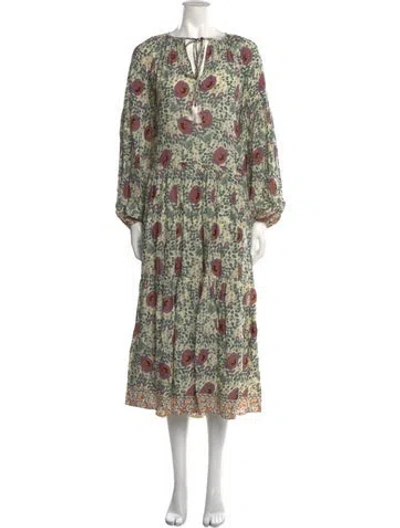 Pre-owned Natalie Martin Floral Print Long Dress In Purple
