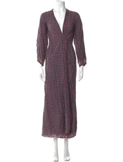 Pre-owned Natalie Martin Floral Print Long Dress In Purple