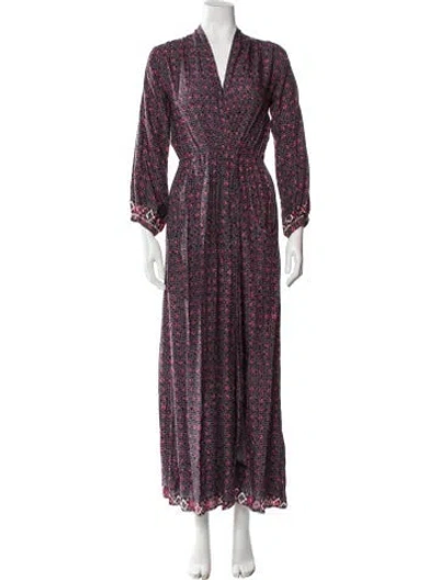 Pre-owned Natalie Martin Floral Print Long Dress In Purple