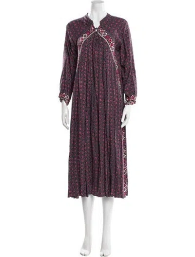 Pre-owned Natalie Martin Floral Print Long Dress In Purple