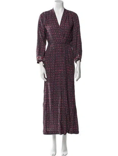 Pre-owned Natalie Martin Floral Print Long Dress In Purple