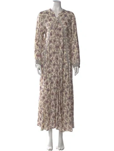 Pre-owned Natalie Martin Floral Print Long Dress In Purple
