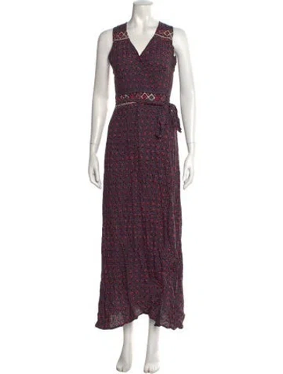 Pre-owned Natalie Martin Floral Print Long Dress In Purple