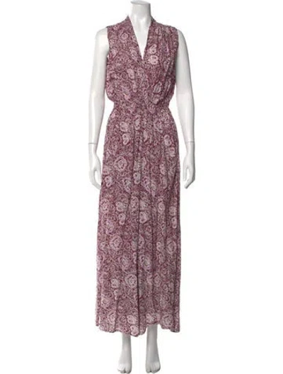 Pre-owned Natalie Martin Floral Print Long Dress In Purple