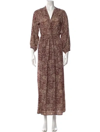 Pre-owned Natalie Martin Floral Print Long Dress In Purple