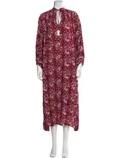 Pre-owned Natalie Martin Floral Print Long Dress In Red