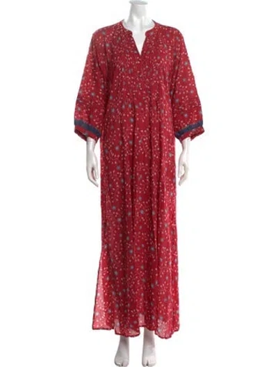 Pre-owned Natalie Martin Floral Print Long Dress In Red