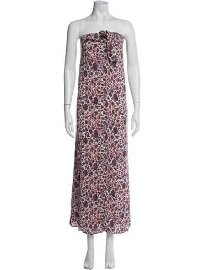 Pre-owned Natalie Martin Floral Print Long Dress In Red